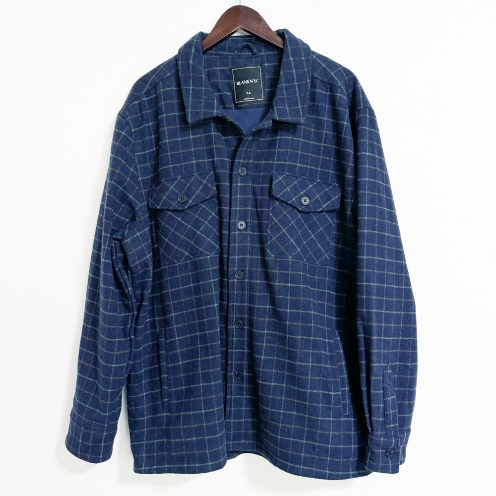 Blank NYC Plaid Wool Blend Shirt Jacket Shacket
